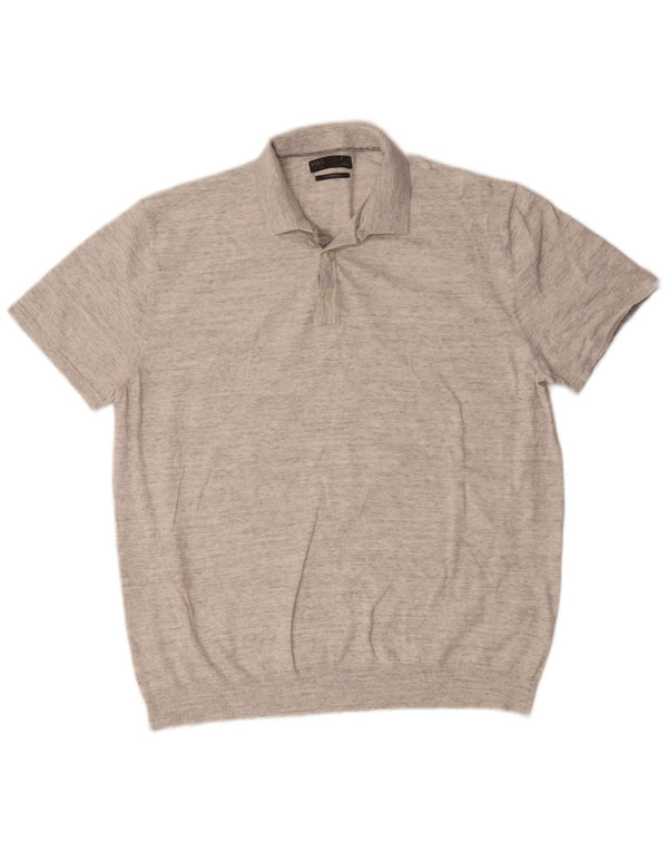 Polo da uomo Marks & Spencer XL in cotone chiazzato grigio