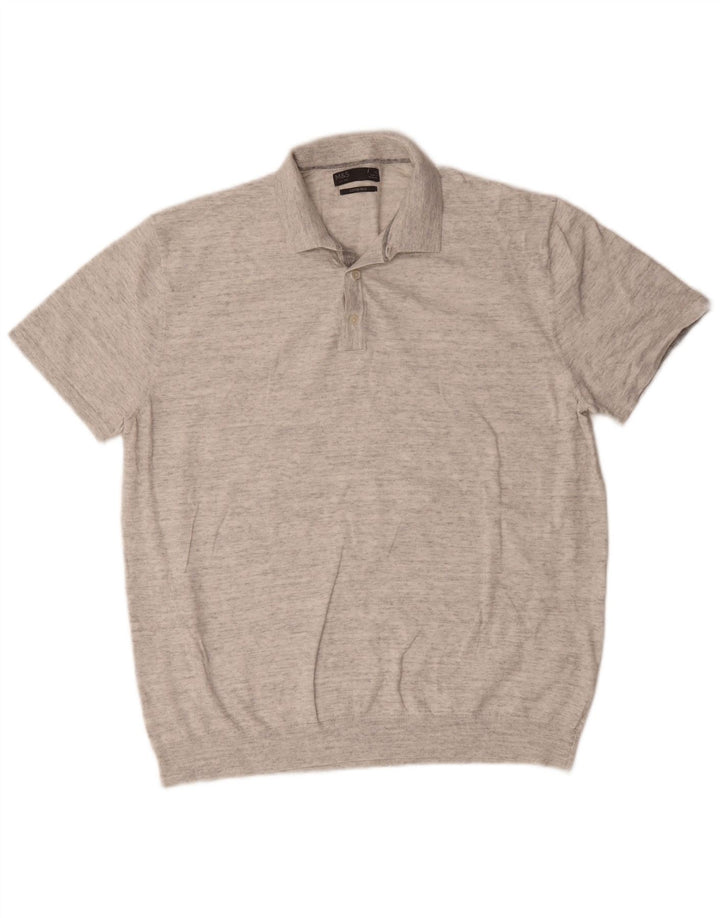 Polo da uomo Marks & Spencer XL in cotone chiazzato grigio