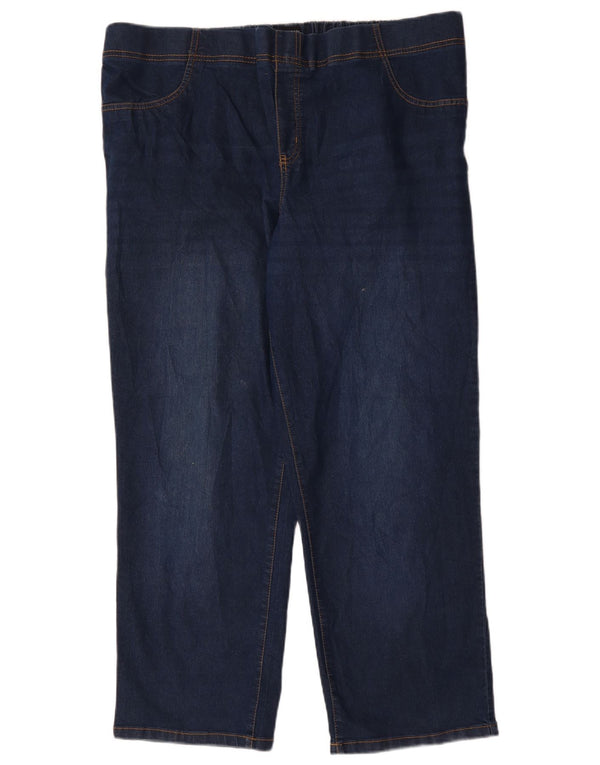 Jeans dritti autografati da donna Marks & Spencer UK 22 3XL W44 L29 Blu navy
