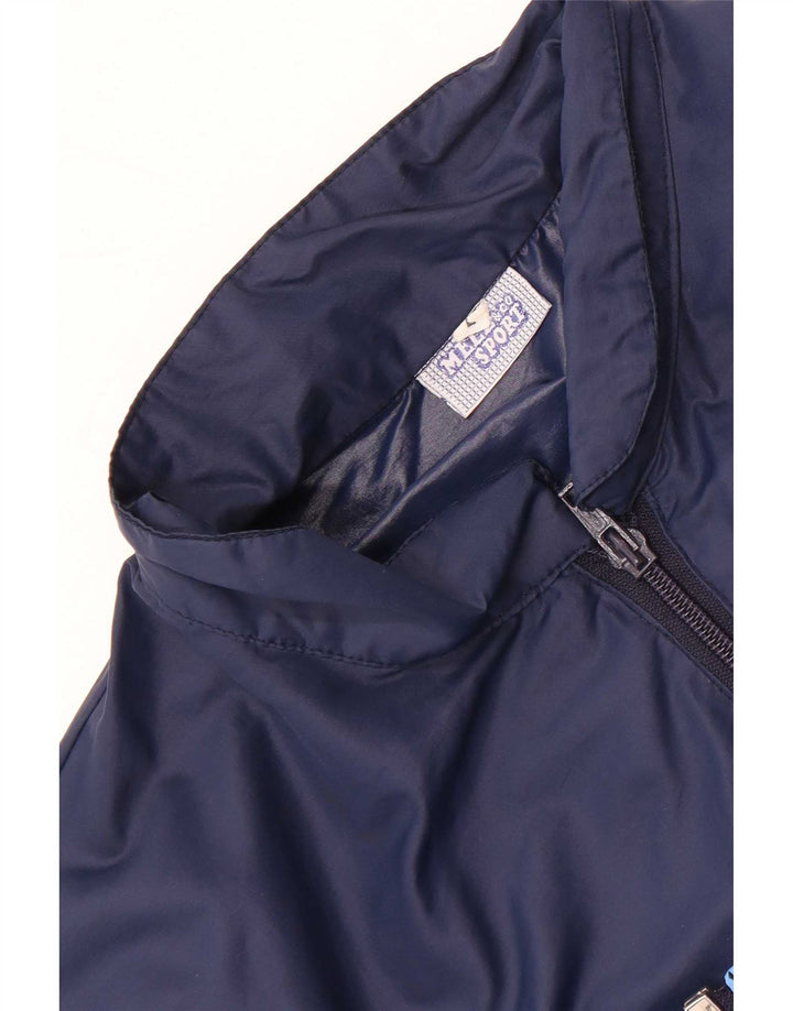 Giacca da ginnastica vintage da uomo grande color block blu navy