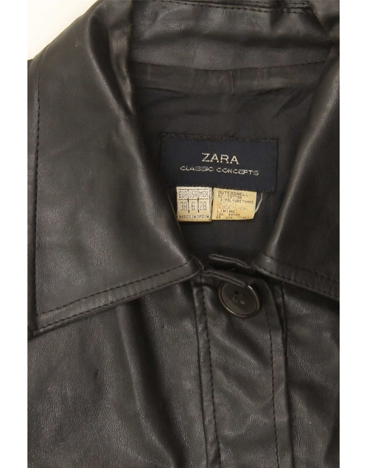 Giacca utilitaria da donna in ecopelle Zara EU 38 piccola cotone nero