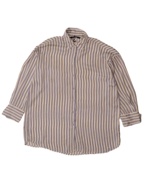 Abito chemisier ampio da donna Zara UK 10 piccolo in poliestere a righe blu