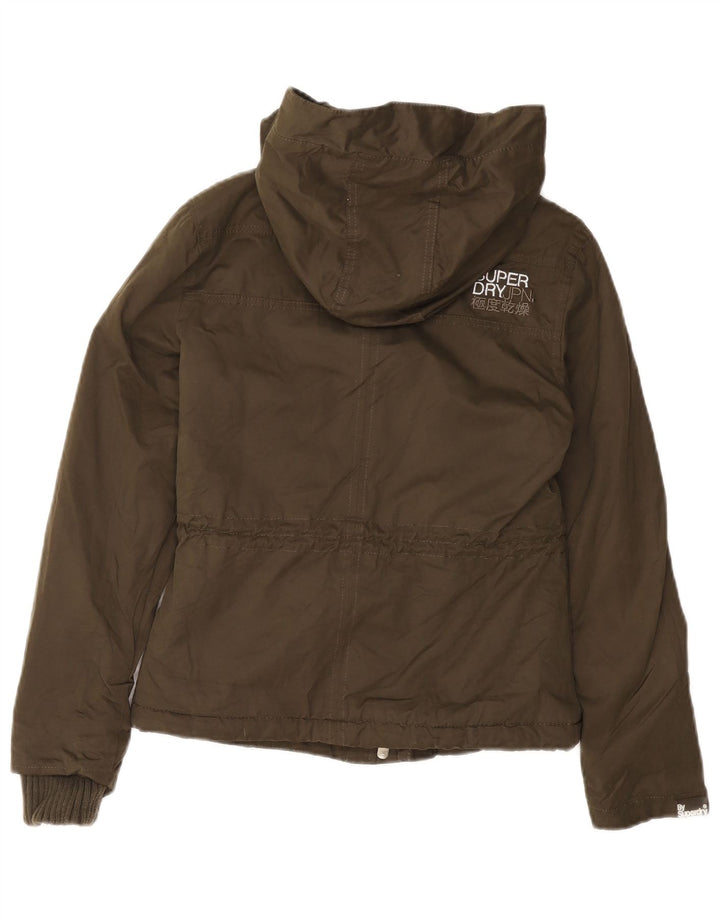 Giacca da donna con cappuccio The Windparka Superdry UK 6 XS verde poliestere