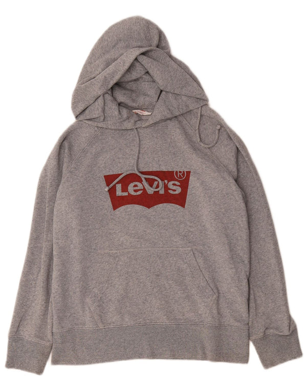 Maglione con cappuccio grafico da uomo Levi's XS in cotone chiazzato grigio
