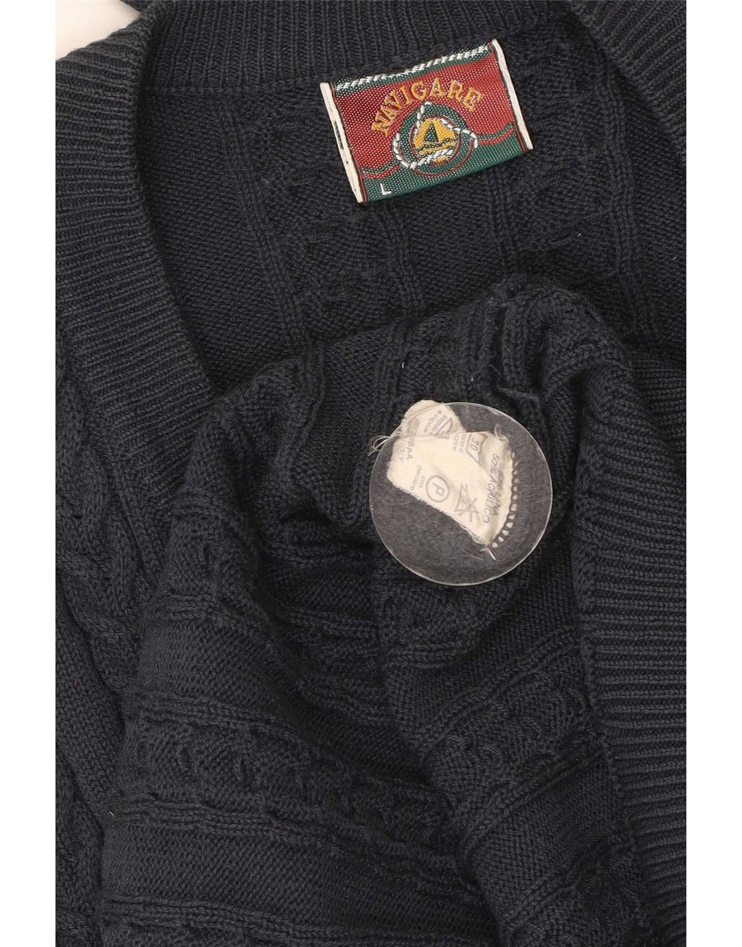 Maglione cardigan da uomo Navigare grande in lana blu navy