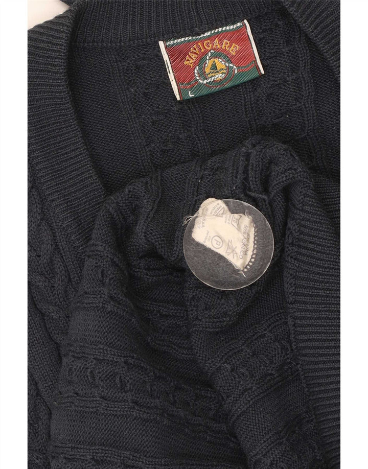 Maglione cardigan da uomo Navigare grande in lana blu navy