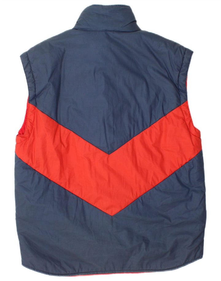 Gilet imbottito vintage da uomo IT 48 medio blu navy in poliestere color block