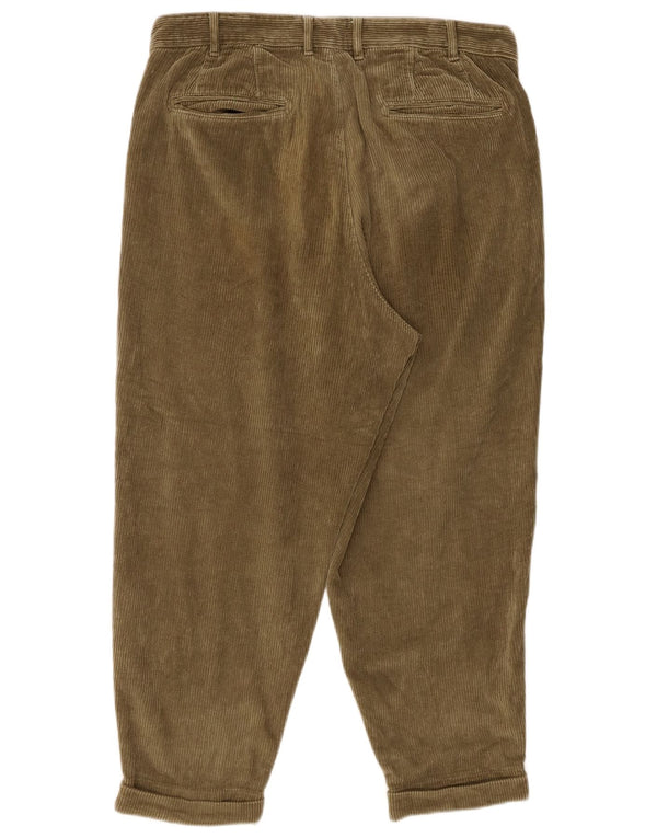 Pantaloni Zara da uomo in velluto a coste affusolati EU 42 Large W32 L25 cotone kaki