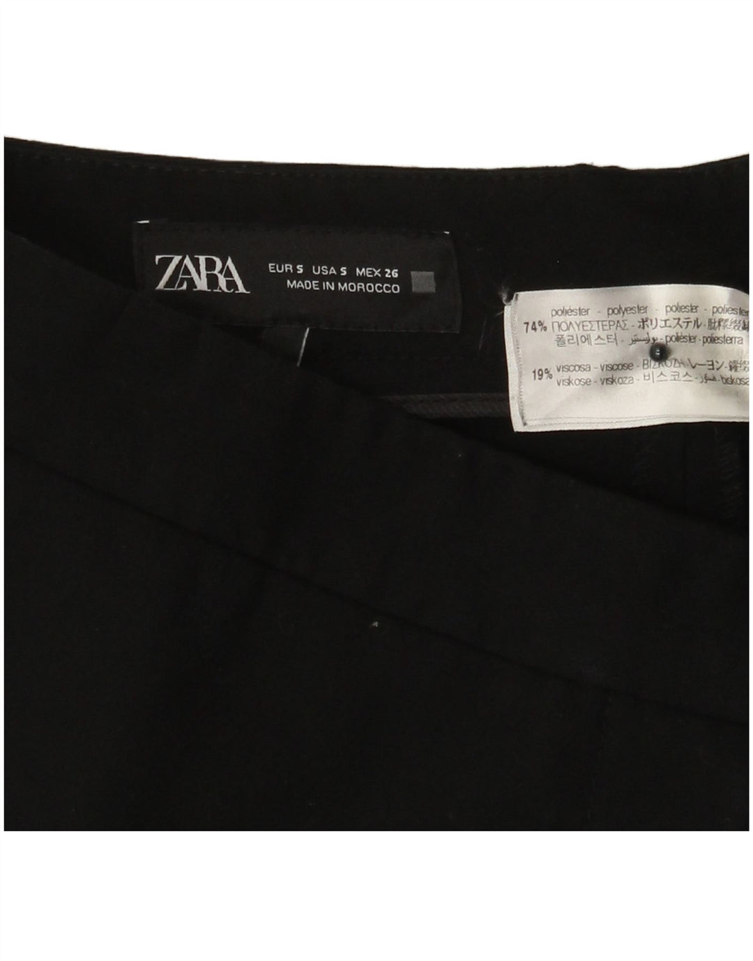 Pantaloni da completo da donna ZARA Bootcut piccoli W26 L32 poliestere nero