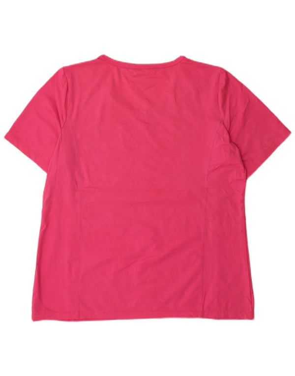 T-shirt da donna Champion Top UK 16 Large Rosa geometrica in poliestere sportiva