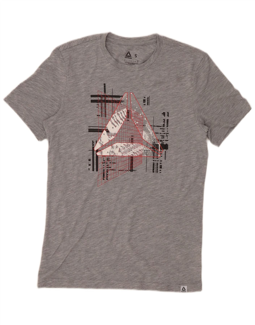 T-shirt grafica da uomo REEBOK Top piccolo in poliestere chiazzato grigio