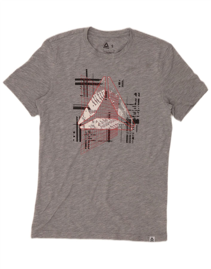 T-shirt grafica da uomo REEBOK Top piccolo in poliestere chiazzato grigio