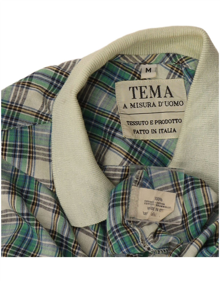 Camicia pullover vintage da uomo in cotone a quadri verde medio