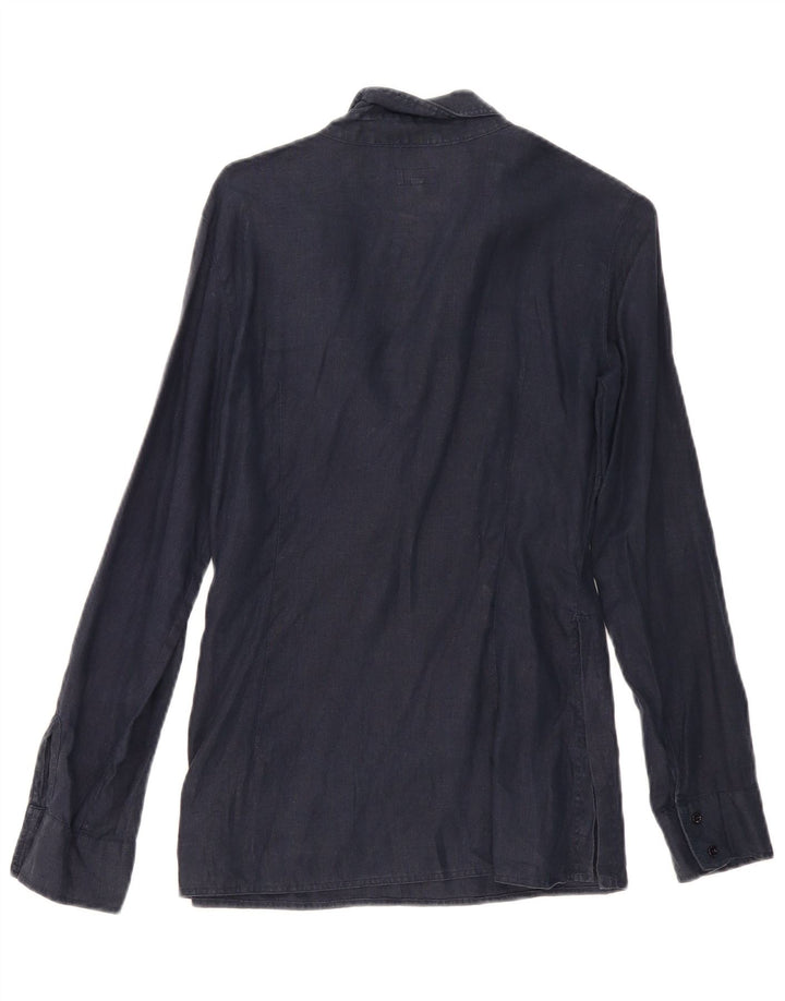 Camicia Pullover Donna Armani Jeans IT 42 Lino Medio Blu Navy