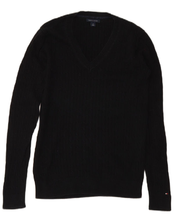 TOMMY HILFIGER Maglione da donna con scollo a V UK 10 Piccolo Nero