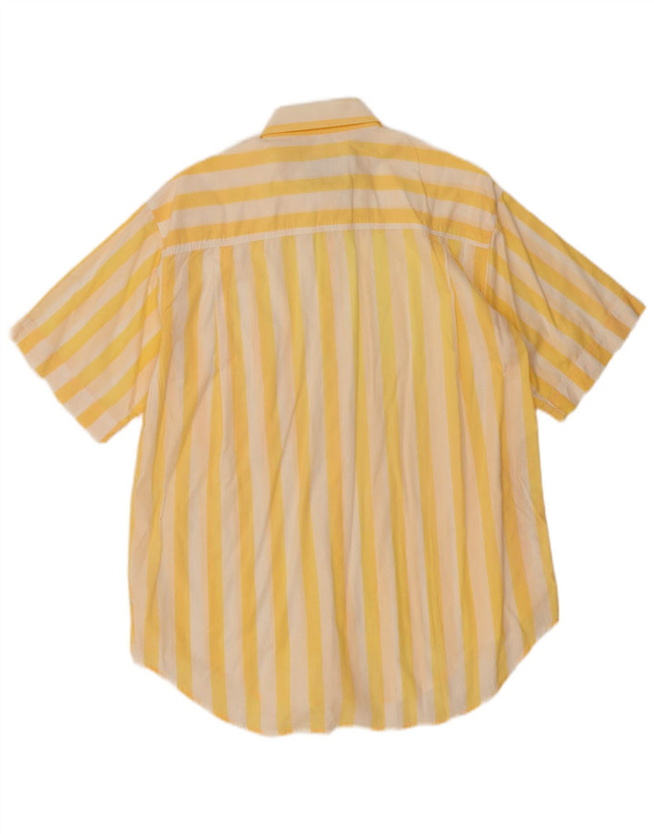 Camicia vintage da uomo a maniche corte in cotone a righe gialle medie