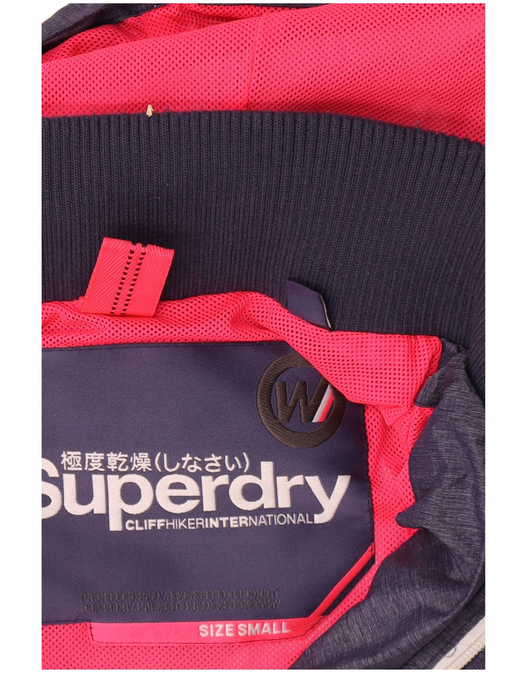 Giacca antipioggia da donna con cappuccio Superdry UK 10 Small nylon blu navy