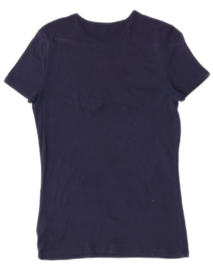 T-shirt grafica da donna Ralph Lauren Top UK 12 cotone medio blu navy