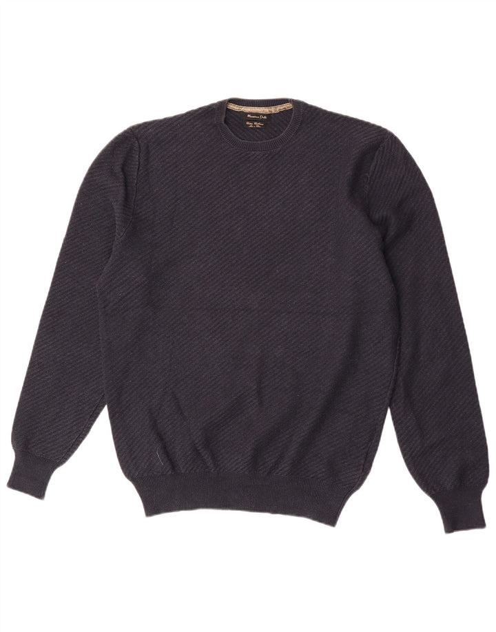 Maglione maglione girocollo da uomo Massimo Dutti in cotone blu navy medio
