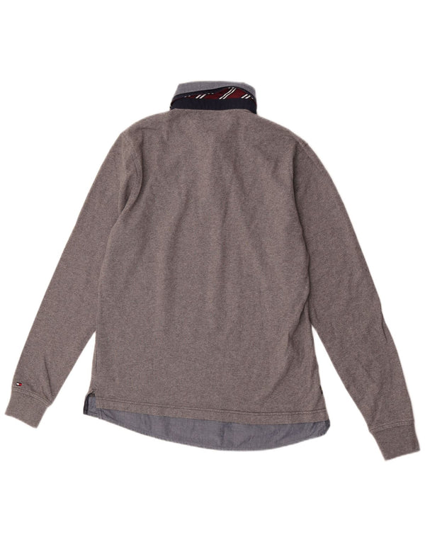 Polo da rugby grafica da uomo Tommy Hilfiger Vintage Fit piccola grigia
