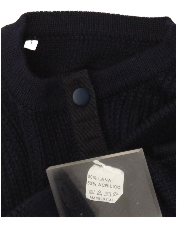 Maglione cardigan da uomo vintage grande lana blu navy