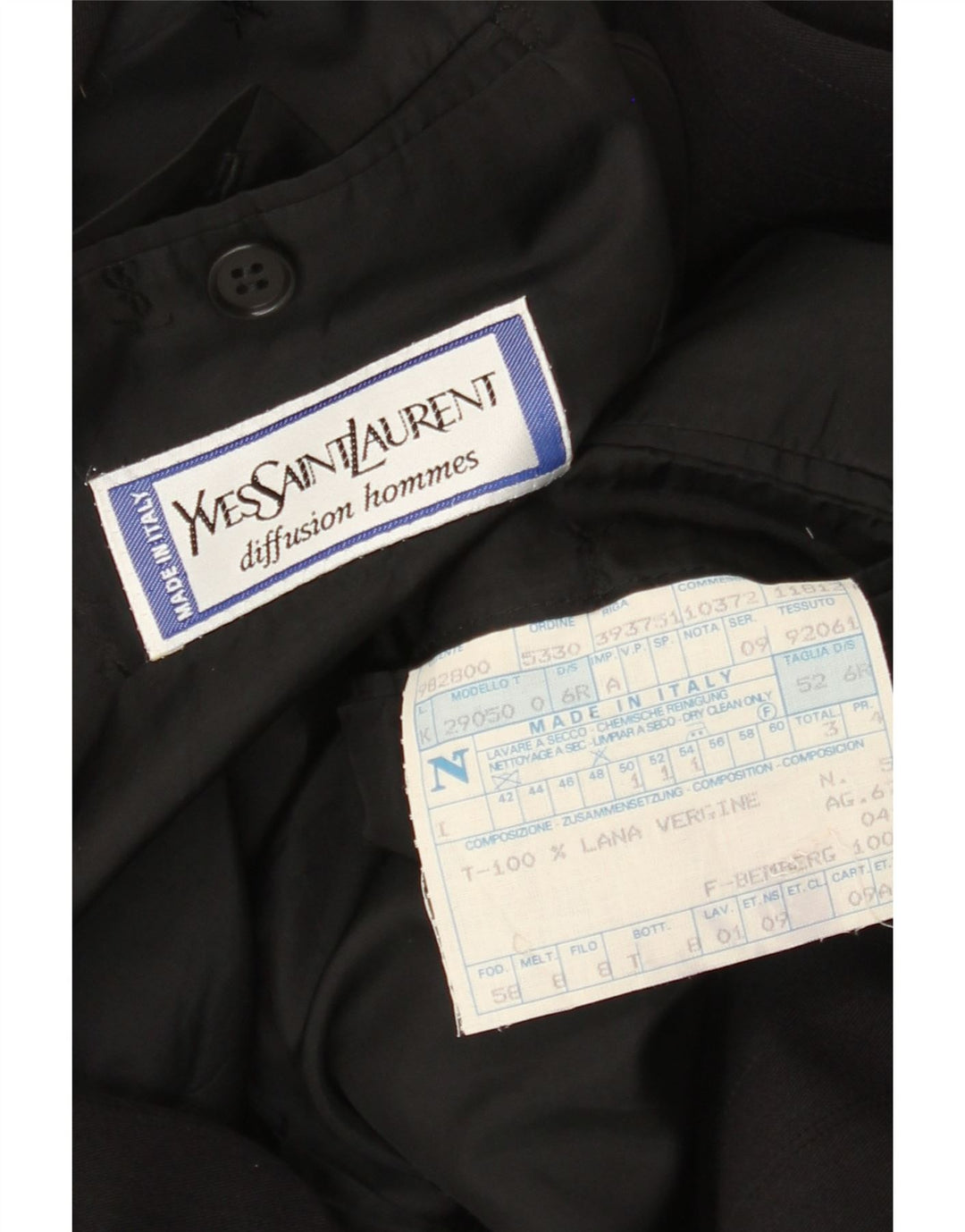 Giacca blazer doppiopetto da uomo Yves Saint Laurent IT 52 XL Nera