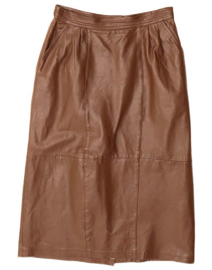 Gonna a tubino da donna VINTAGE IT 40 piccola W28 in pelle marrone