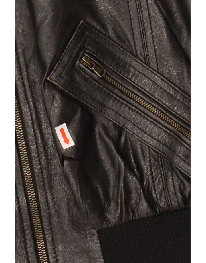 Giacca in pelle bomber corta da donna CINTI IT 46 grande in pelle nera