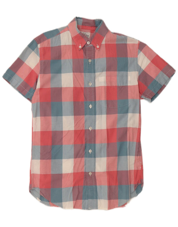 J. CREW Camicia a maniche corte da uomo XS in cotone a quadri multicolore