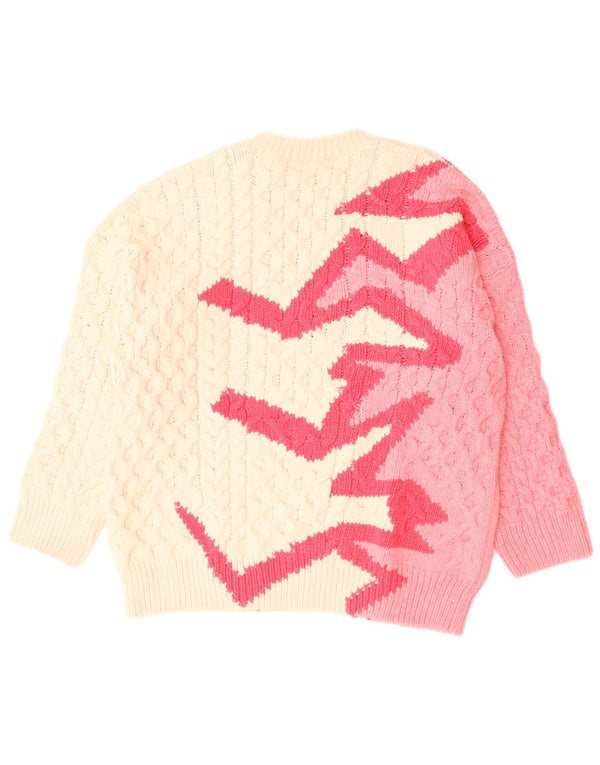 Maglione maglione girocollo da donna Zara UK 14 poliestere bianco sporco medio