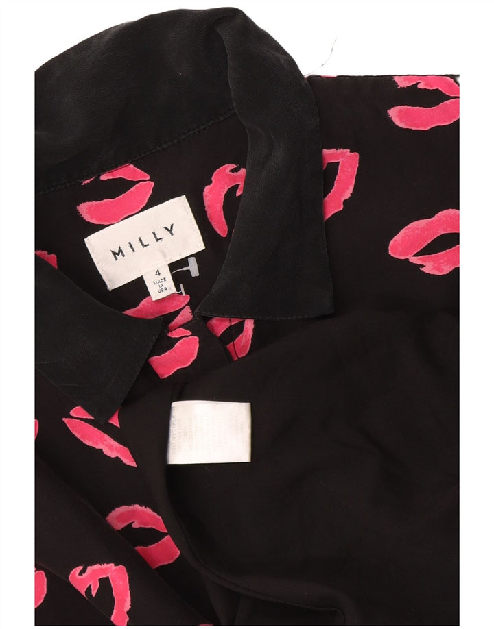 Abito camicia a maniche corte da donna con motivo astratto Milly US 4 Small Nero