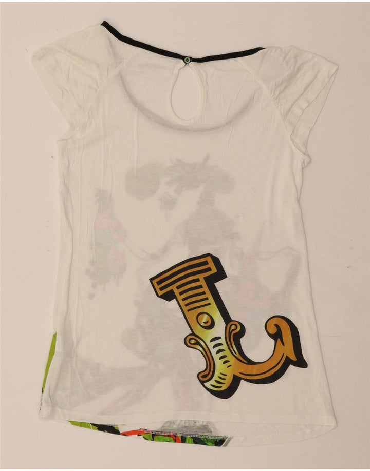 Desigual T-shirt grafica da donna Top UK 18 XL Off White Viscosa