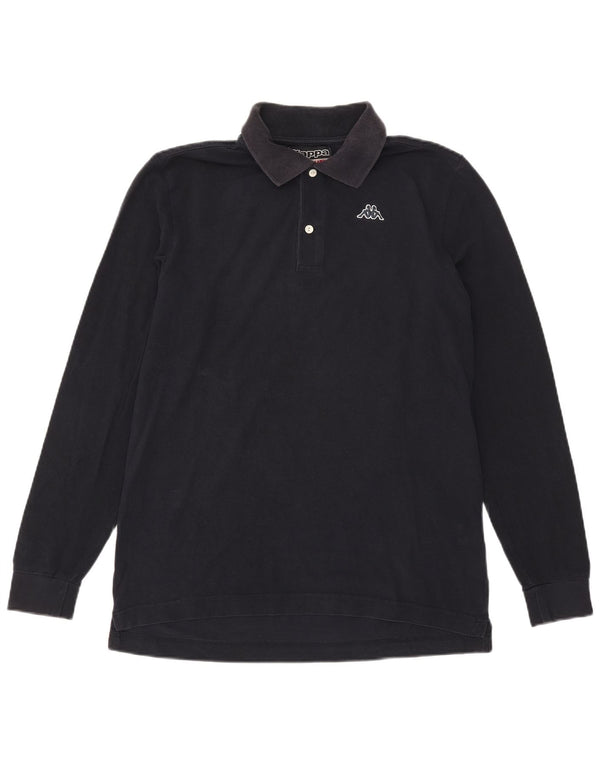 Polo Kappa da uomo a maniche lunghe in cotone blu navy medio