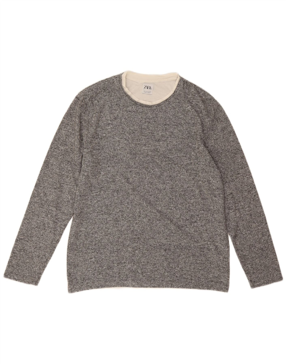 Maglione maglione girocollo da donna Zara UK 16 grande poliestere grigio