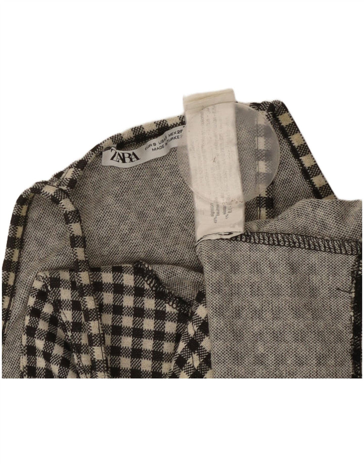Top corto da donna ZARA alla caviglia UK 8 piccolo in cotone a quadretti nero