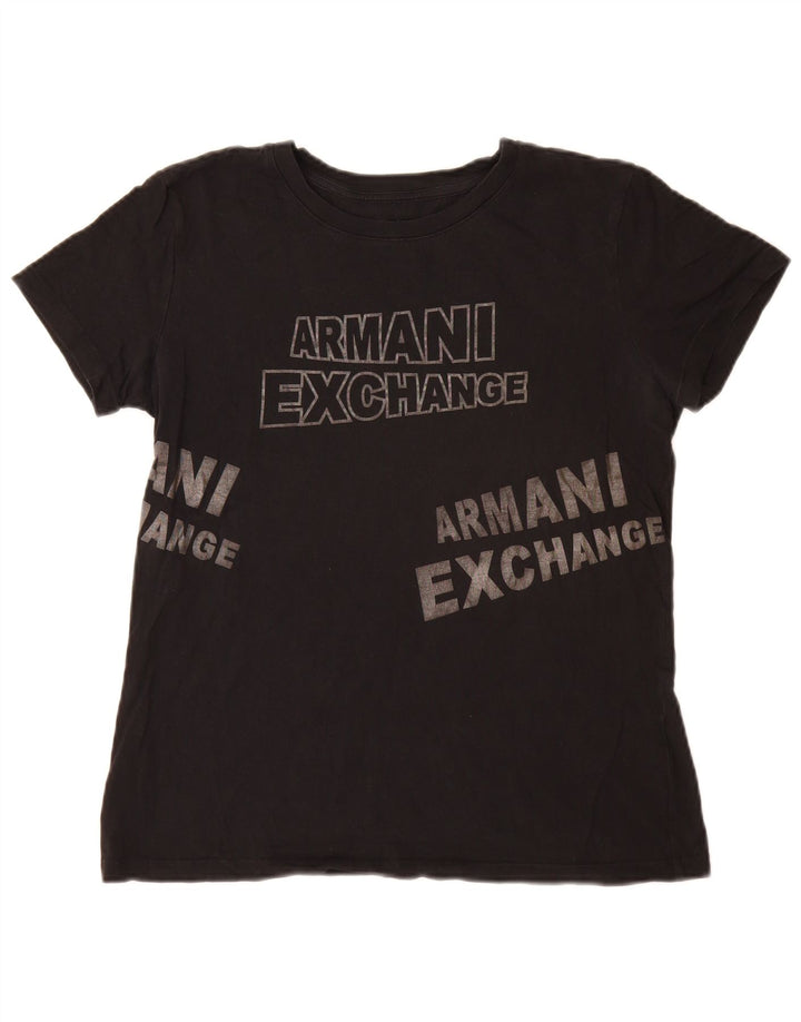 T-shirt grafica da donna Armani Exchange Top UK 14 media nera
