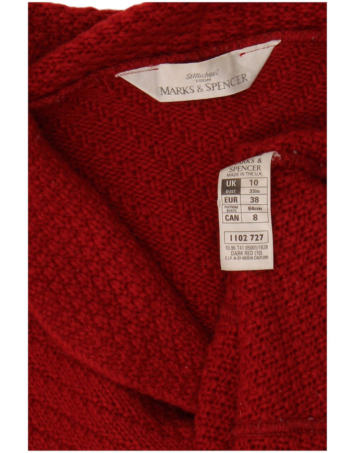 MARKS & SPENCER Womens Cardigan Sweater UK 10 Small  Red Wool