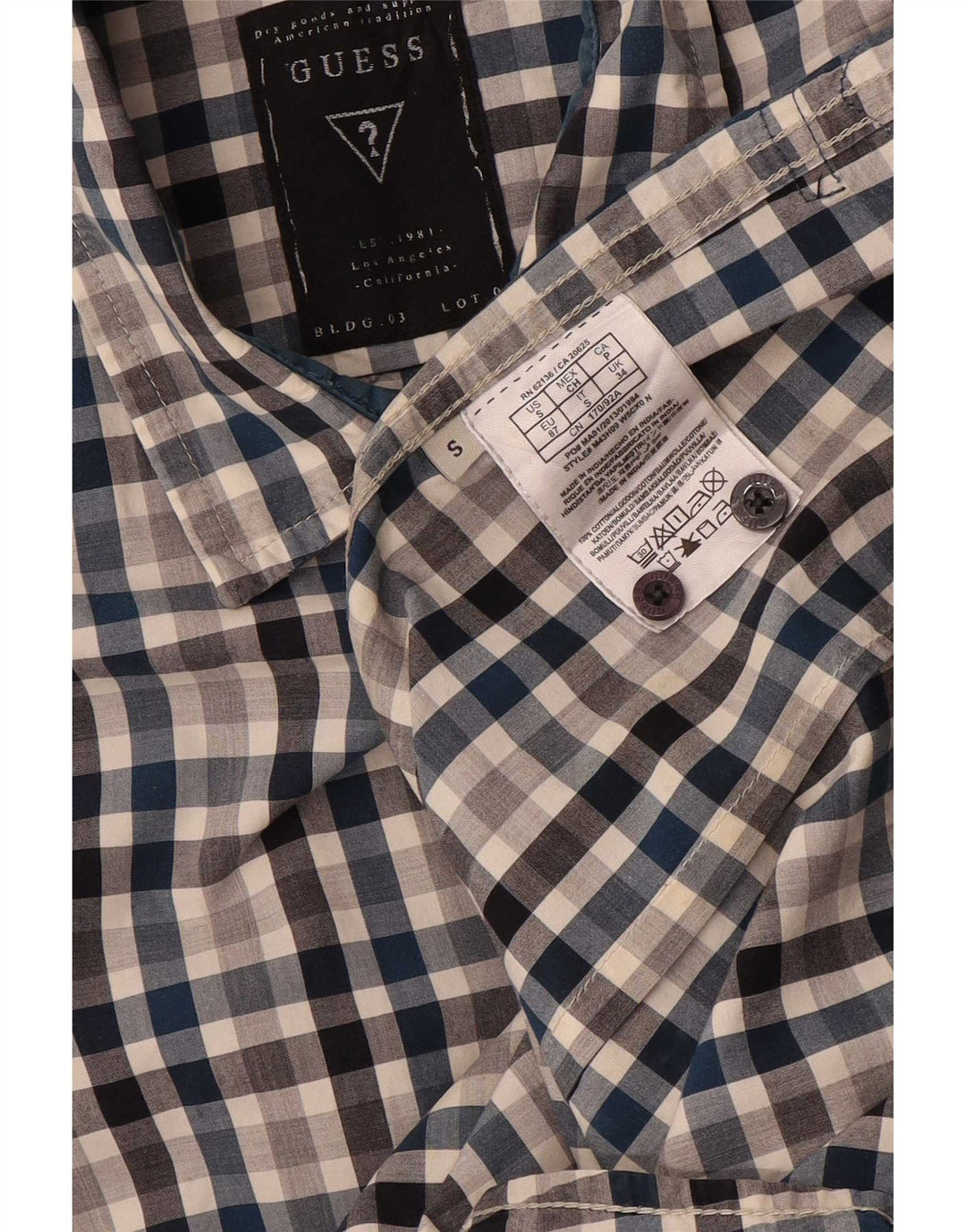 Camicia Guess da uomo slim fit piccola in cotone a quadretti multicolore