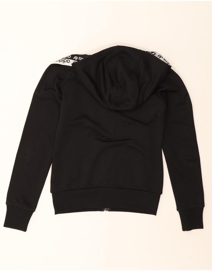 Maglione con cappuccio e zip grafica da donna Adidas UK 8 piccolo poliestere nero