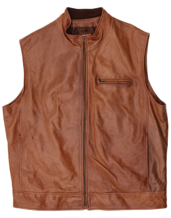Gilet in pelle da uomo Green Leaves IT 54 2XL Marrone