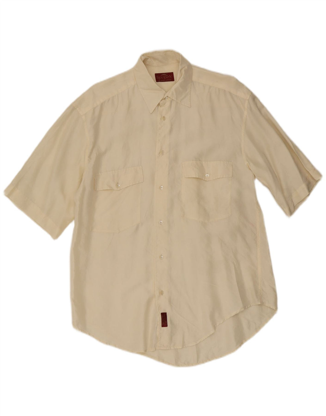 Camicia a maniche corte da uomo Seventy in seta bianca media