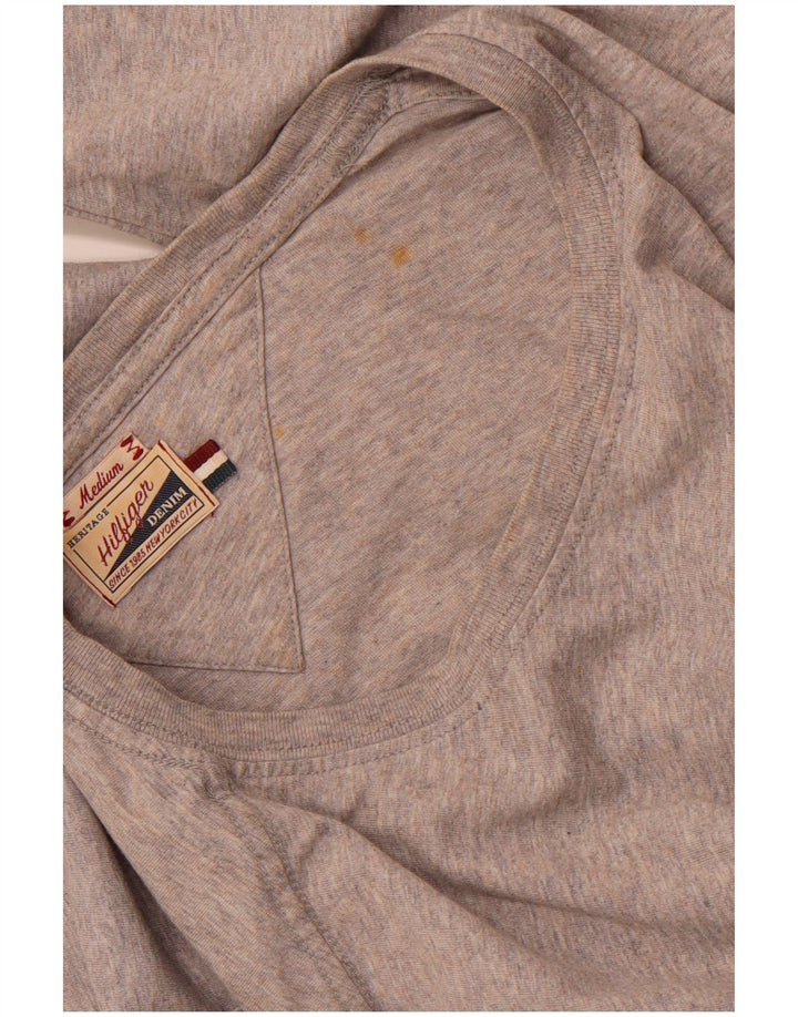 TOMMY HILFIGER Top grafico da uomo a maniche lunghe in cotone grigio medio