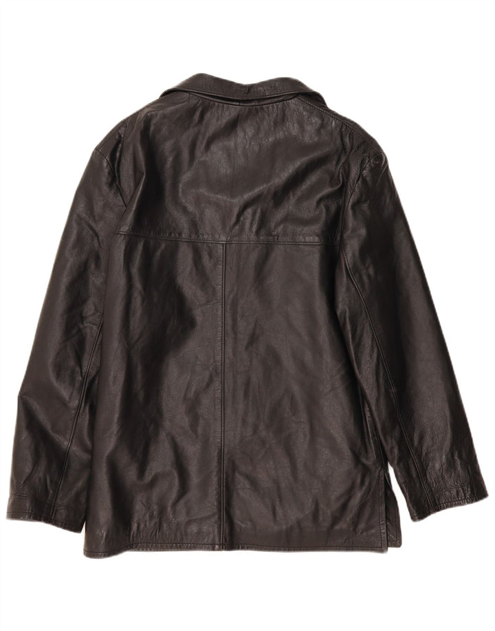 Giacca in pelle da donna vintage UK 14 in pelle nera media