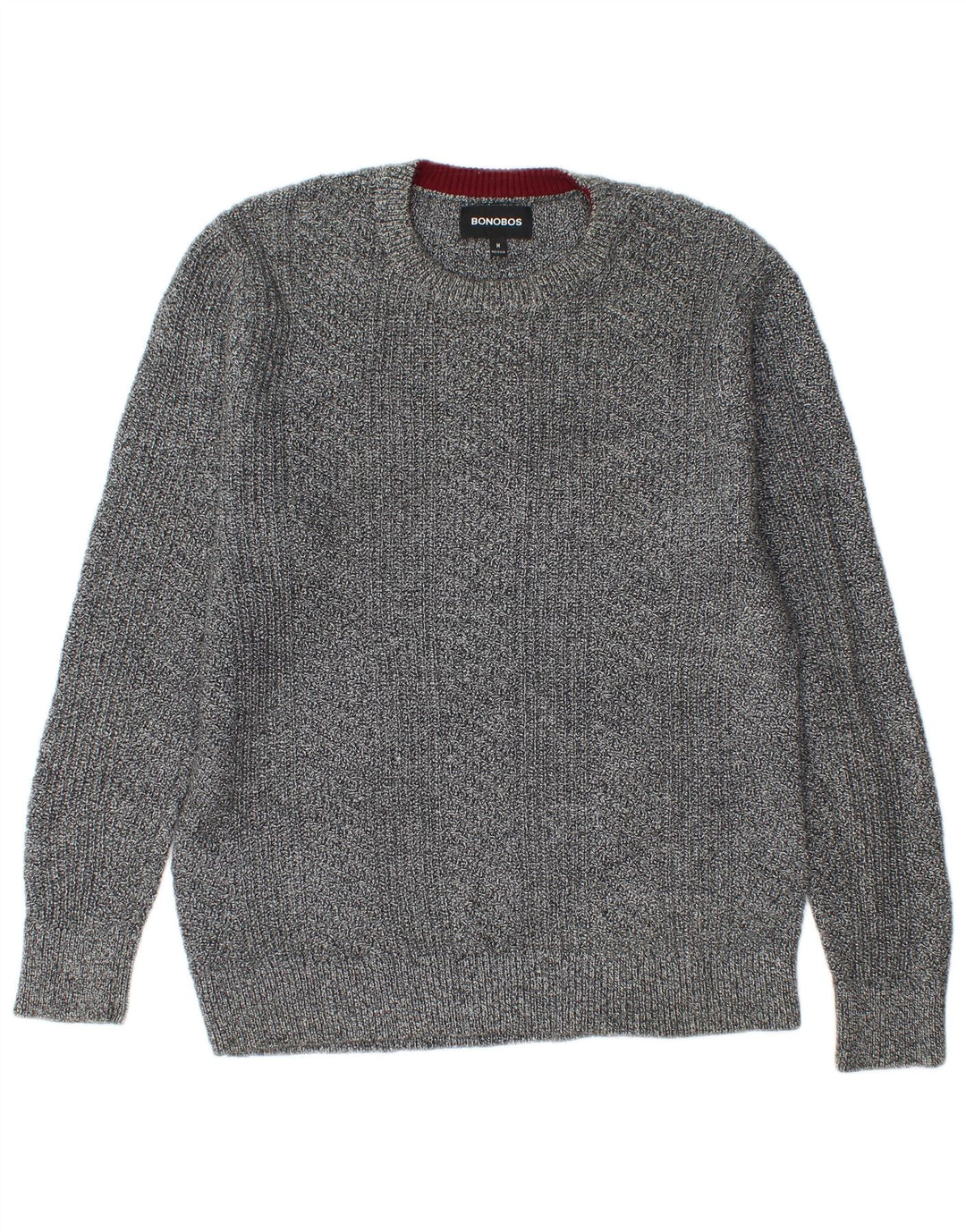 BONOBOS Maglione girocollo da uomo in cotone screziato grigio medio