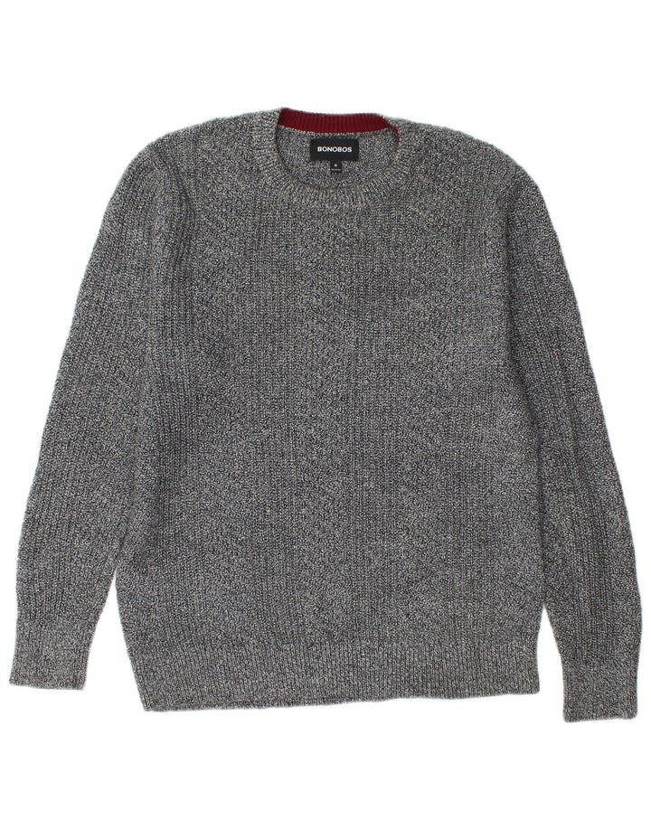 BONOBOS Maglione girocollo da uomo in cotone screziato grigio medio