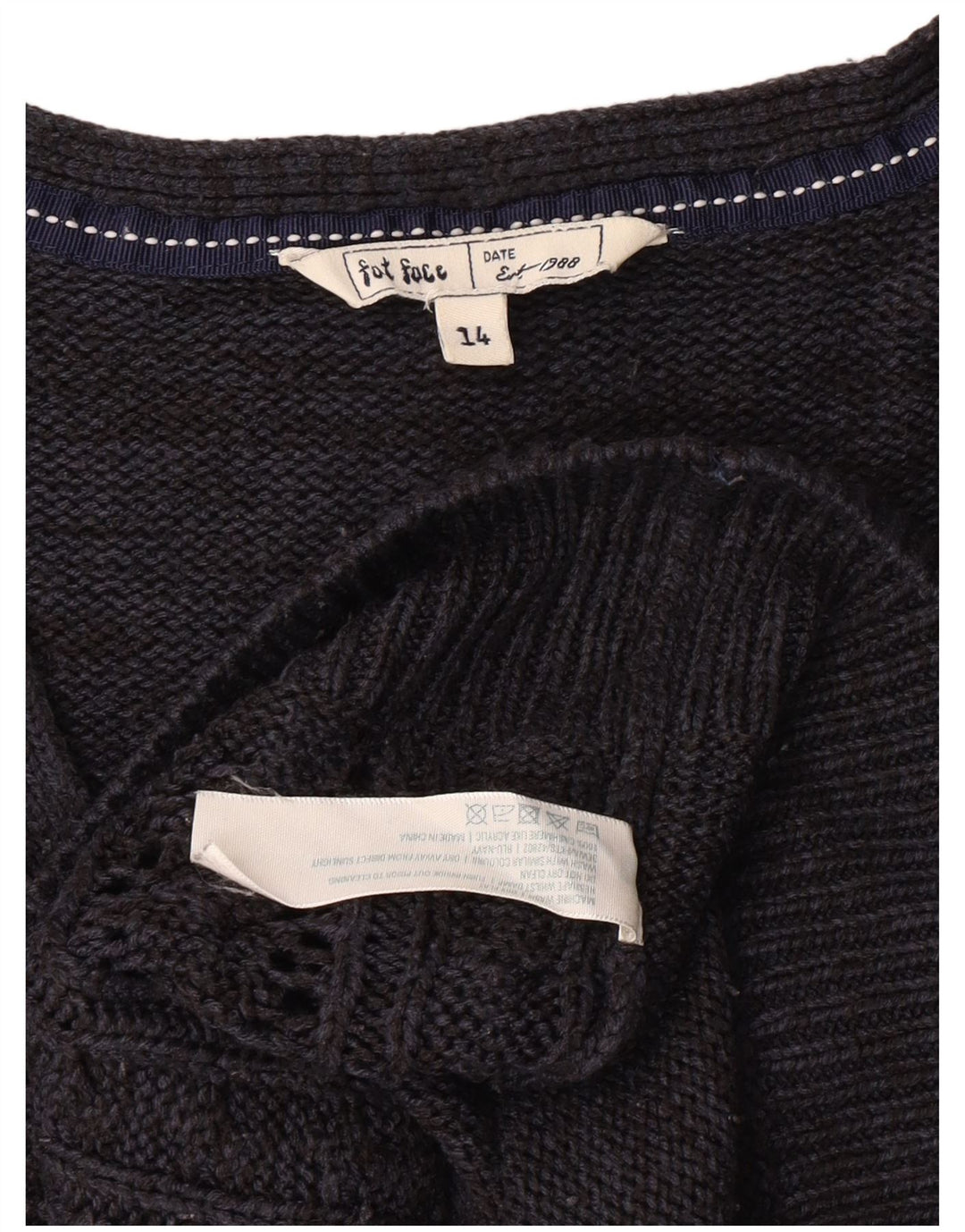 Maglione cardigan da donna Fat Face UK 14 Grande classico in cashmere blu navy
