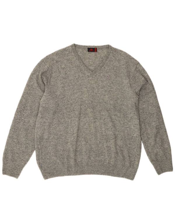 Maglione Kappa da uomo con scollo a V XL grigio lana d'agnello