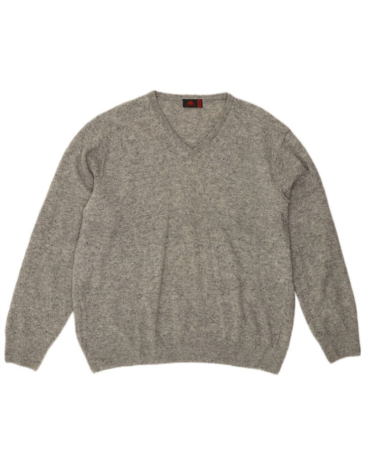 Maglione Kappa da uomo con scollo a V XL grigio lana d'agnello