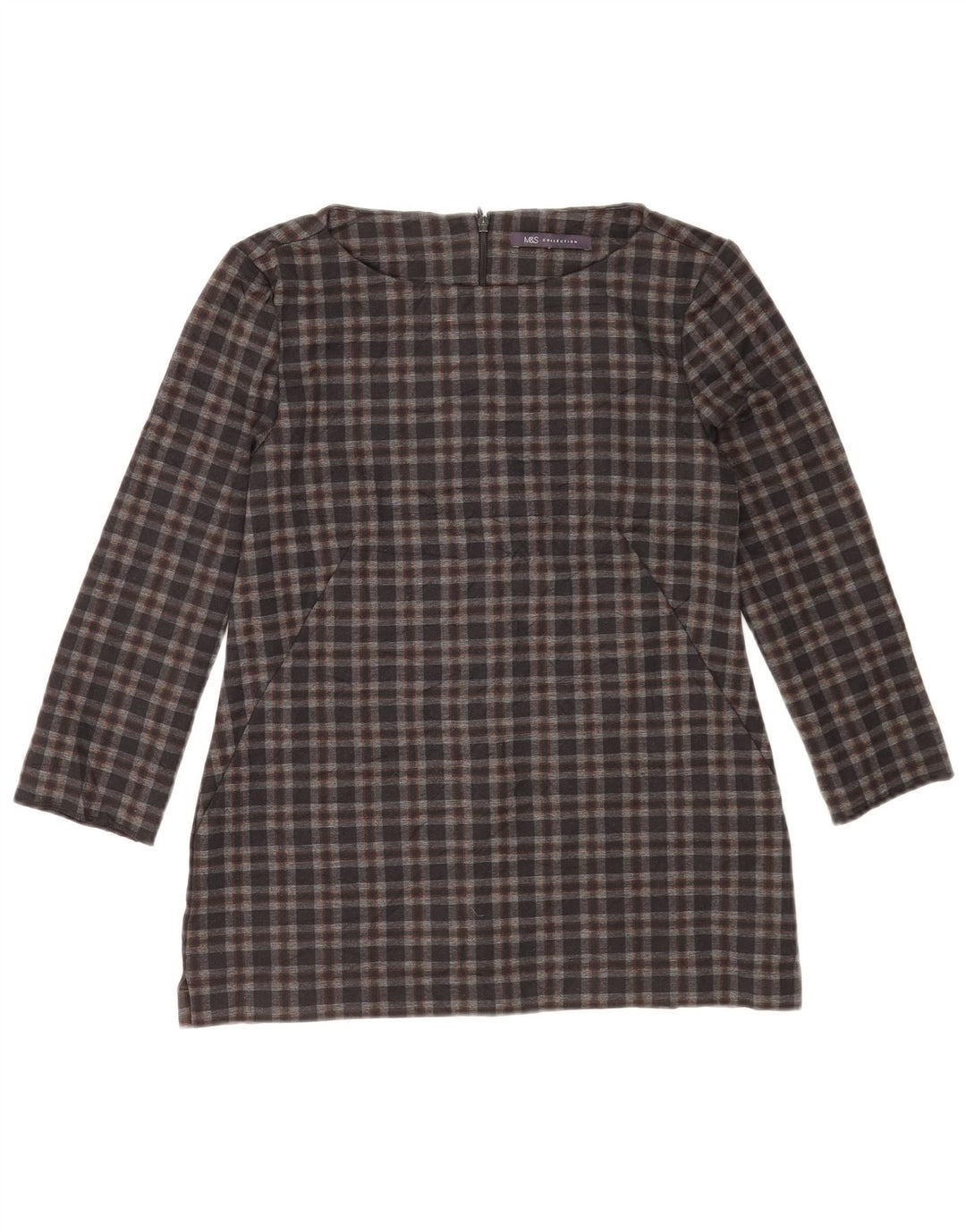 Camicetta con maniche a 3/4 da donna Marks & Spencer UK 8 piccoli quadri grigi
