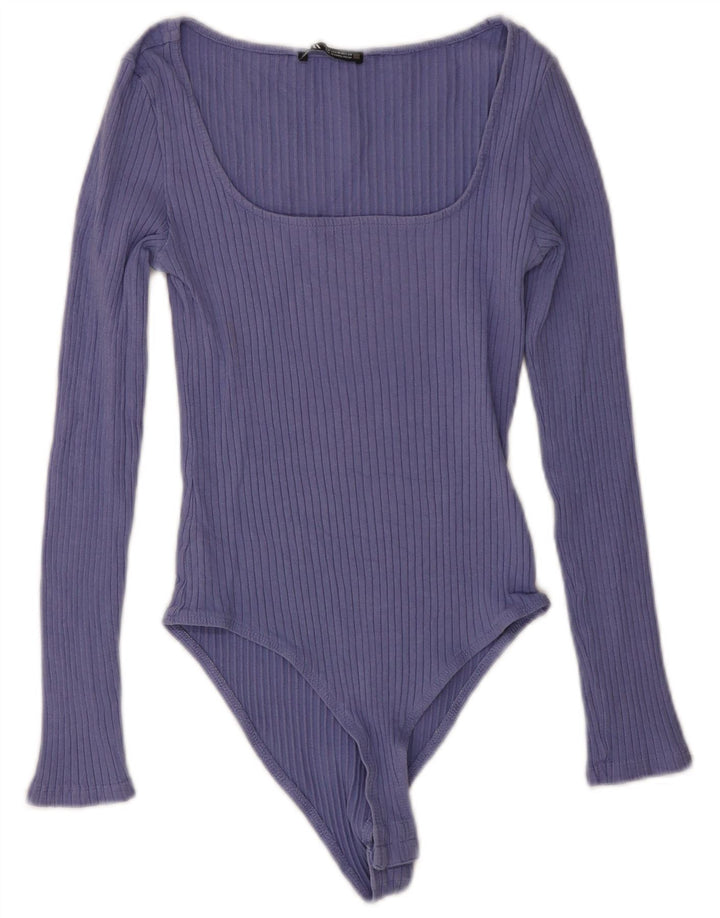Body a maniche lunghe da donna Zara UK 12 viola medio